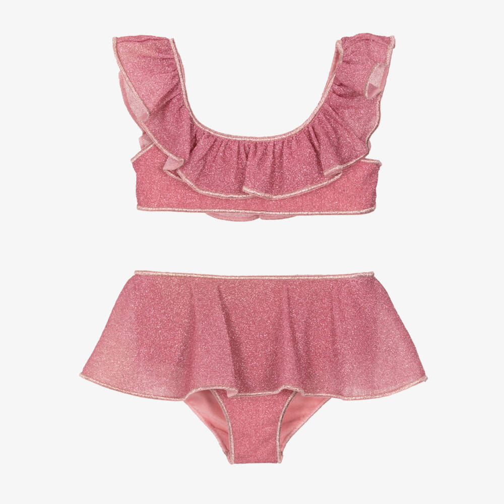 Oséree-Girls Pink Lumiére Ruffle Bikini | Childrensalon Outlet
