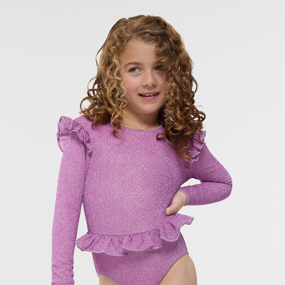 Girls purple swimsuit shop