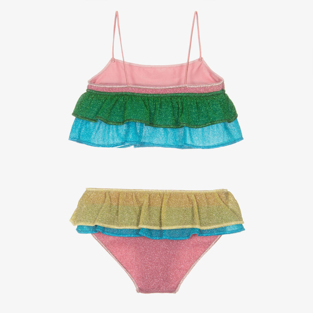 Oséree-Girls Rainbow Stripe Frilly Lumiére Bikini | Childrensalon Outlet