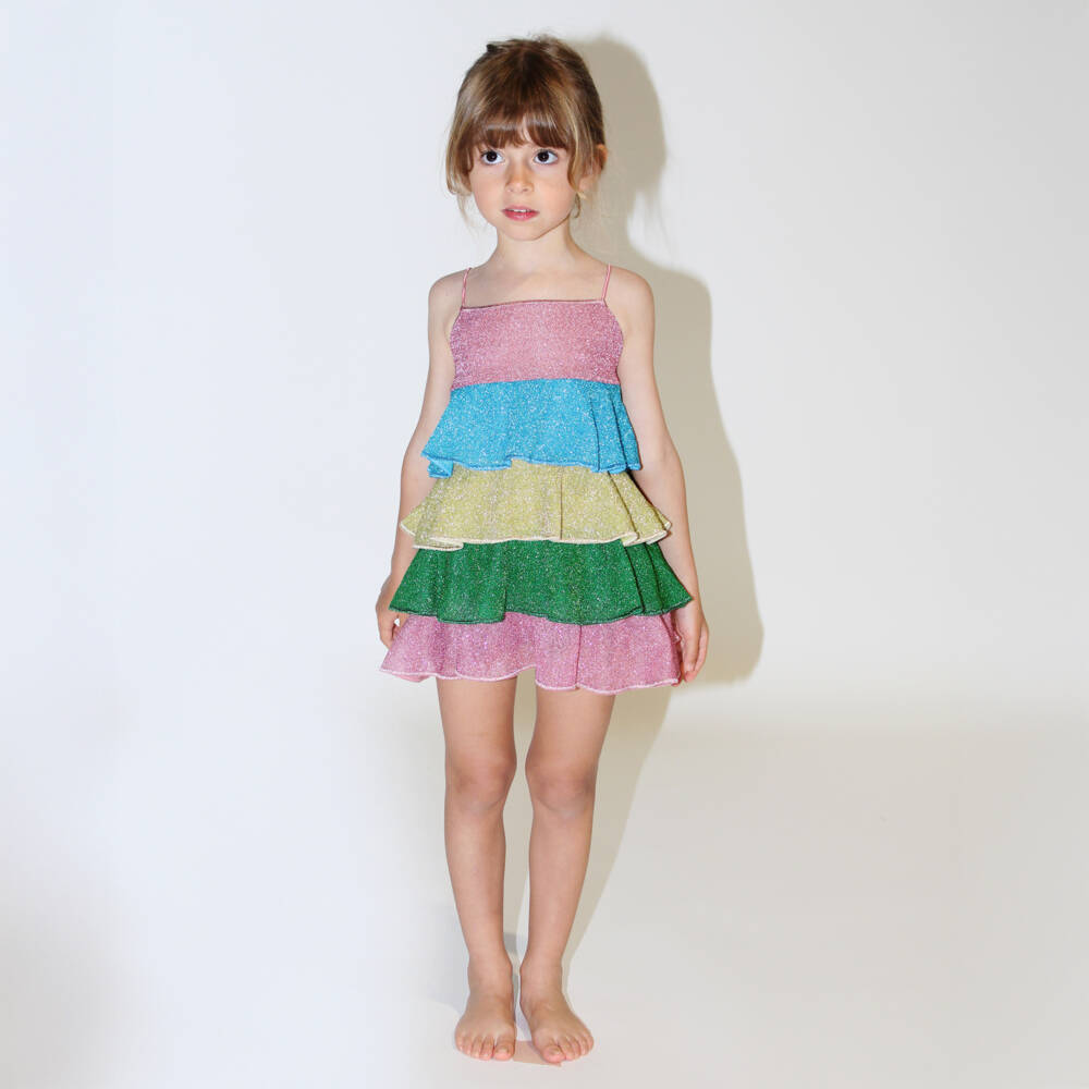 Oséree-Girls Rainbow Stripe Lumiére Dress | Childrensalon Outlet
