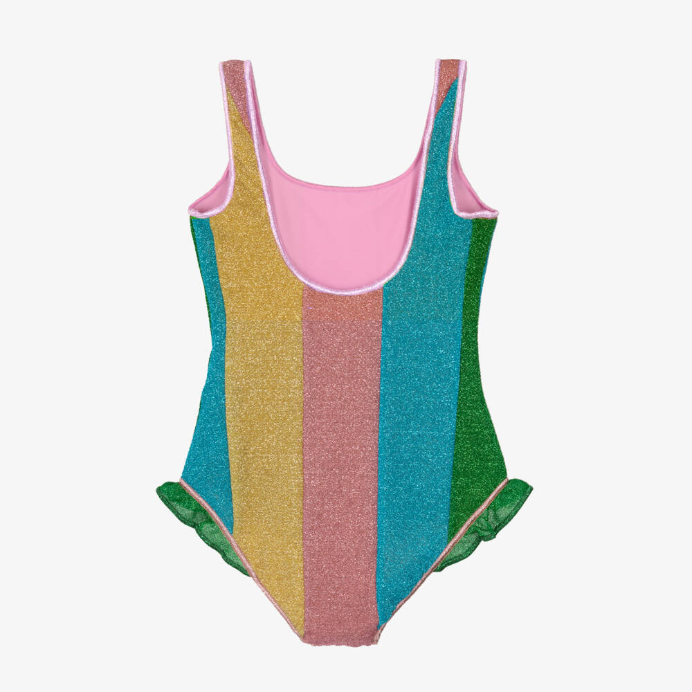 Oséree-Girls Rainbow Stripe Lumiére Swimsuit | Childrensalon Outlet