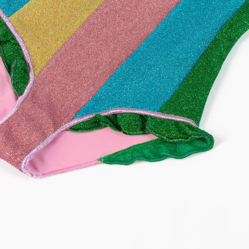 Oséree-Girls Rainbow Stripe Lumiére Swimsuit | Childrensalon Outlet