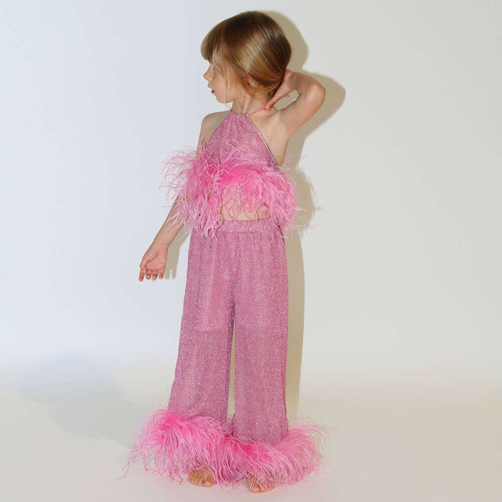Oséree-Girls Sparkly Feather Hem Pants | Childrensalon Outlet