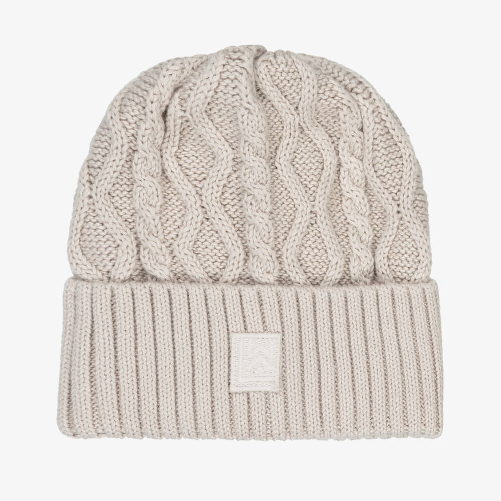 Liewood-Pale Beige Organic Cotton Cable Knit Beanie Hat | Childrensalon Outlet