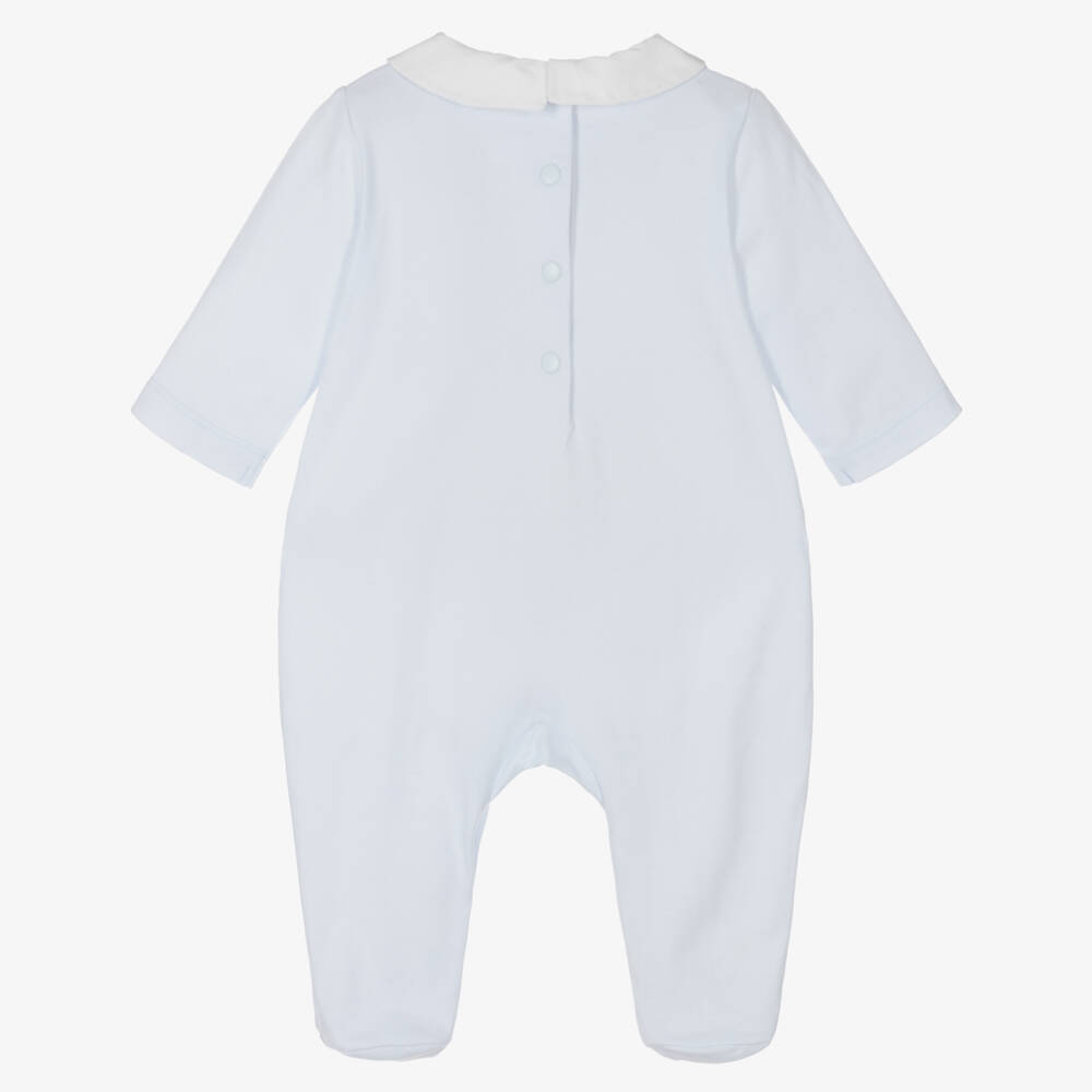Tartine et Chocolat-Pale Blue Cotton Jersey Hedgehog Babygrow | Childrensalon Outlet
