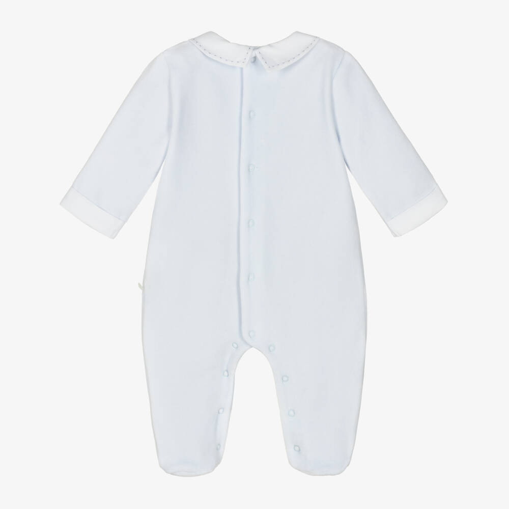 Pureté Du... Bébé-Pale Blue Velour Rocking Horse Babygrow | Childrensalon Outlet