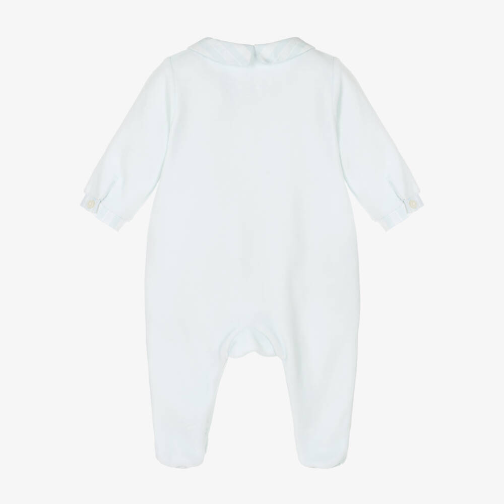 Tartine et Chocolat-Pale Blue Velour Sheep Babygrow | Childrensalon Outlet