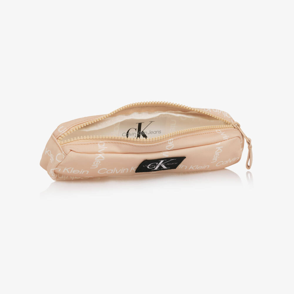 Calvin Klein-Pale Pink Canvas CK Logo Pencil Case (23cm) | Childrensalon Outlet