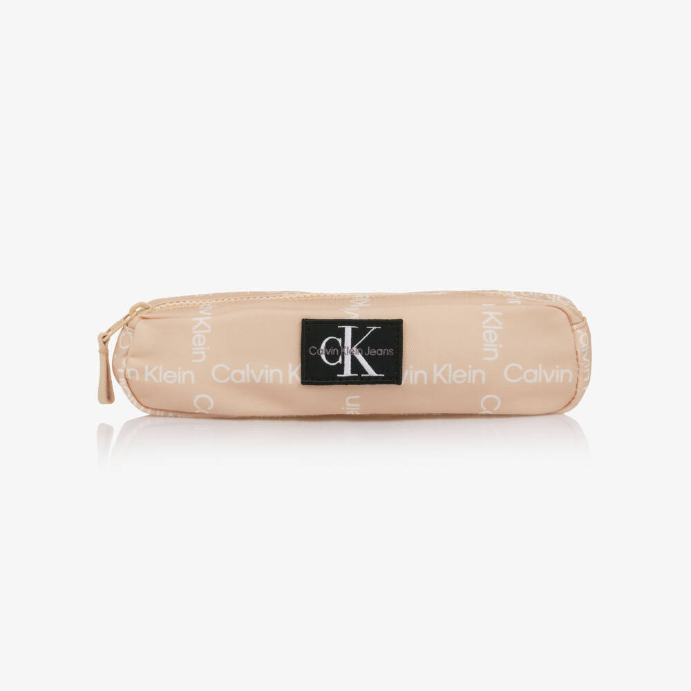 Calvin Klein-Pale Pink Canvas CK Logo Pencil Case (23cm) | Childrensalon Outlet