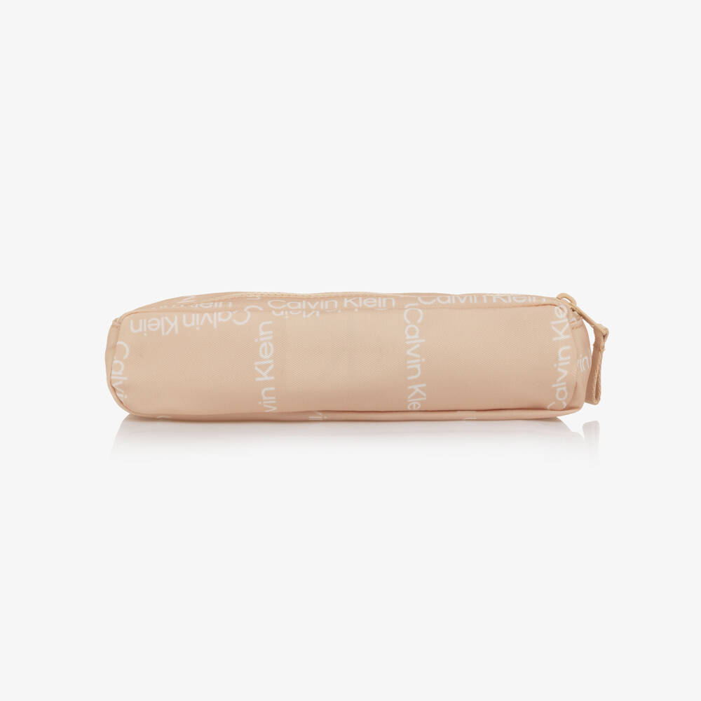 Calvin Klein-Pale Pink Canvas CK Logo Pencil Case (23cm) | Childrensalon Outlet