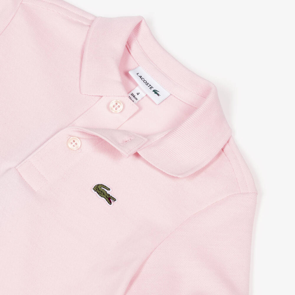 Lacoste-Pale Pink Cotton Crocodile Polo Shirt | Childrensalon Outlet