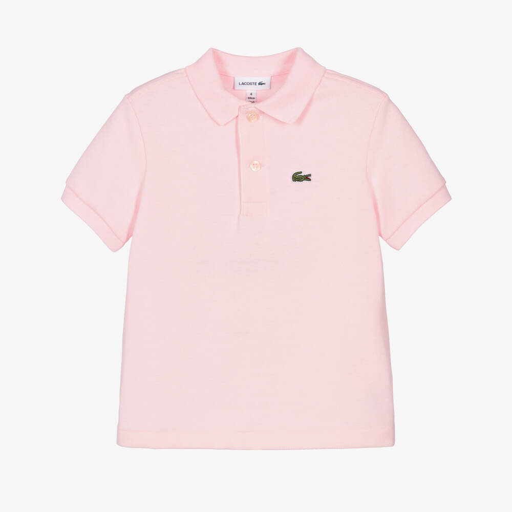 Lacoste-Pale Pink Cotton Crocodile Polo Shirt | Childrensalon Outlet