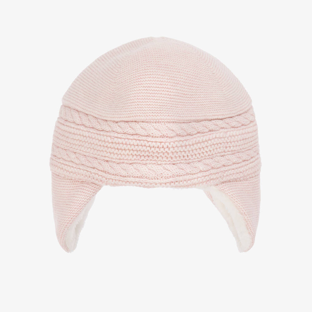 Tartine et Chocolat-Pale Pink Cotton, Wool & Cashmere Knitted Hat | Childrensalon Outlet