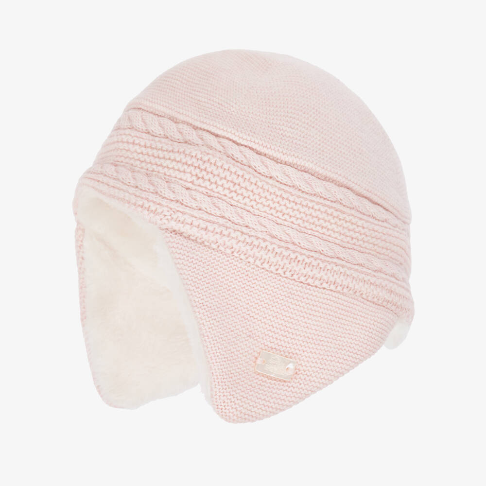Tartine et Chocolat-Pale Pink Cotton, Wool & Cashmere Knitted Hat | Childrensalon Outlet
