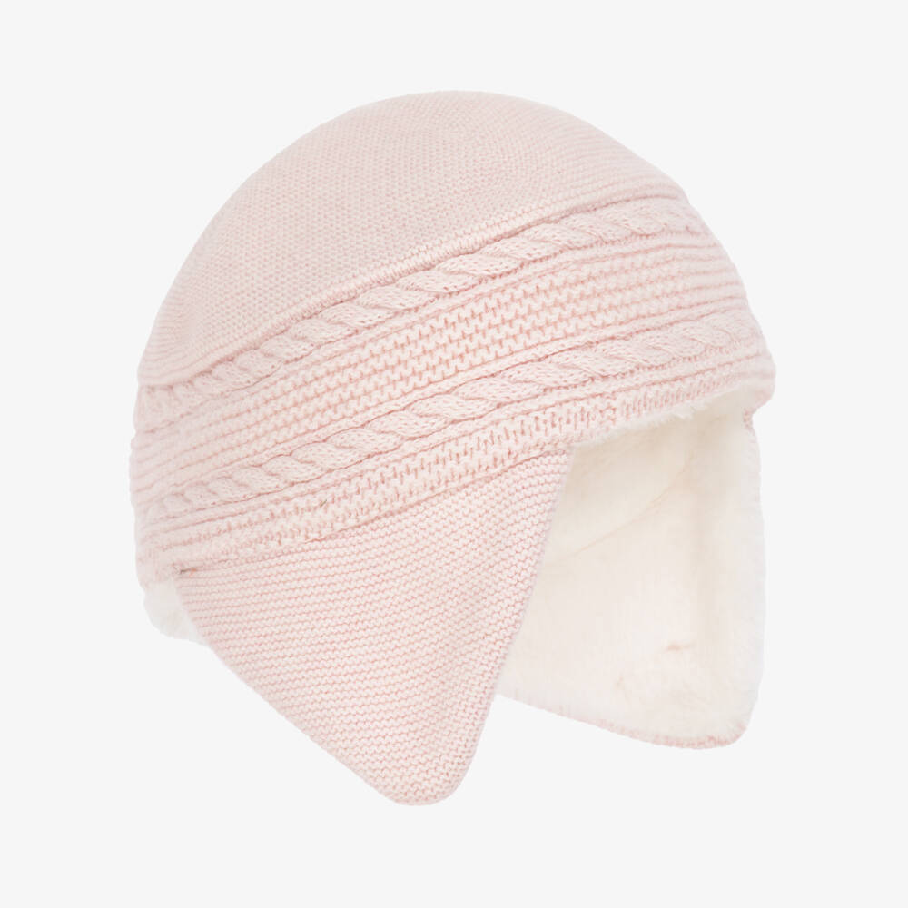 Tartine et Chocolat-Pale Pink Cotton, Wool & Cashmere Knitted Hat | Childrensalon Outlet