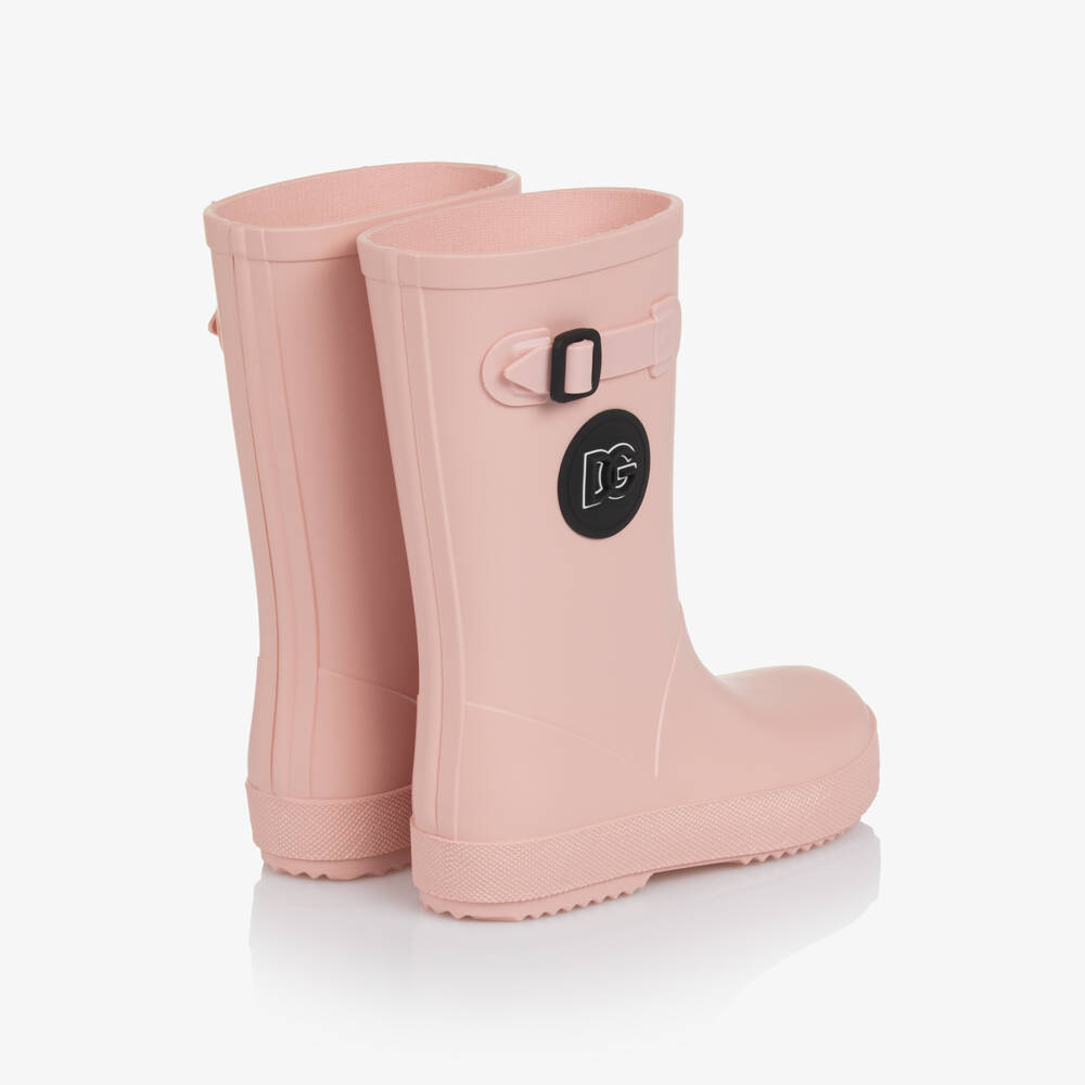 Dolce & Gabbana-Pale Pink DG Logo Rain Boots | Childrensalon Outlet