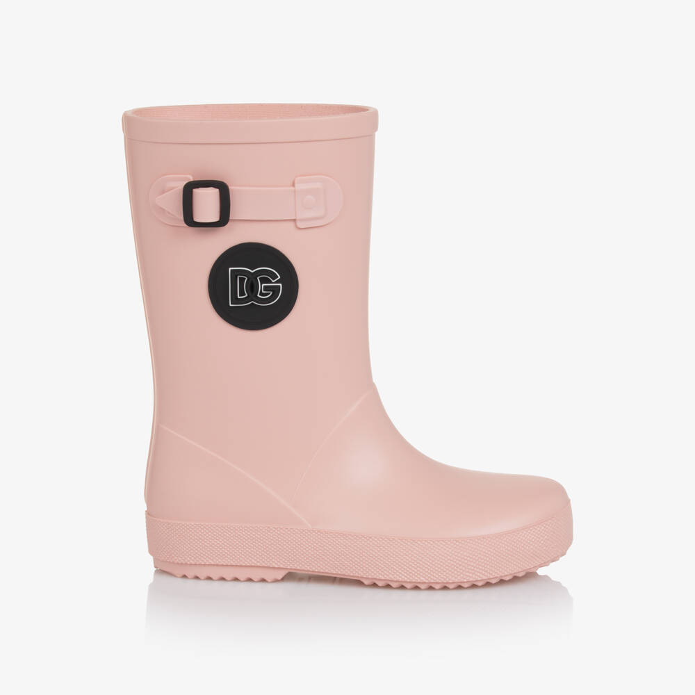 Dolce & Gabbana-Pale Pink DG Logo Rain Boots | Childrensalon Outlet