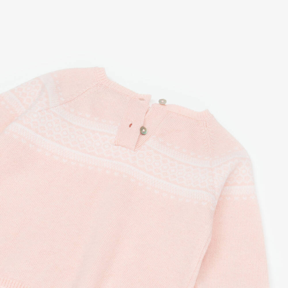 Laranjinha-Pale Pink Knitted 2 Piece Babygrow | Childrensalon Outlet