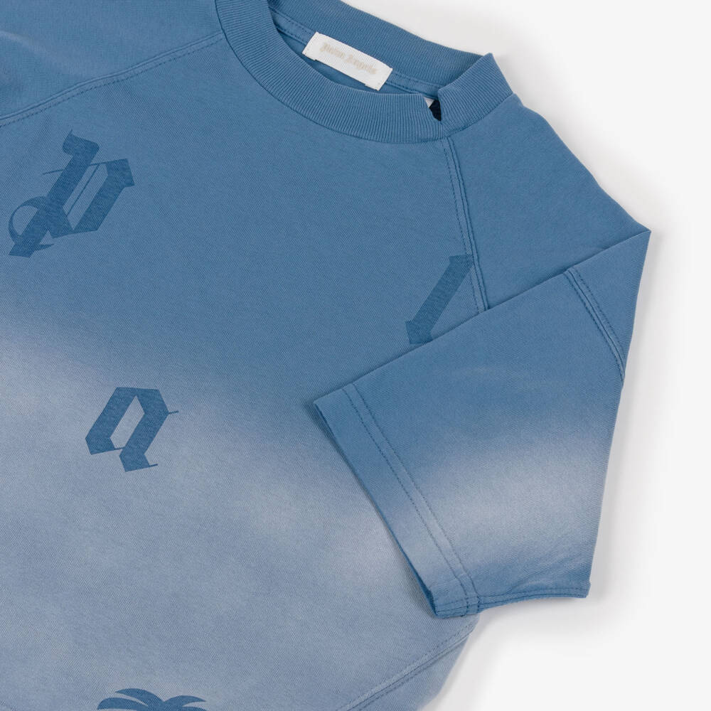 Palm Angels-Blue Denim Wash T-shirt | Childrensalon Outlet