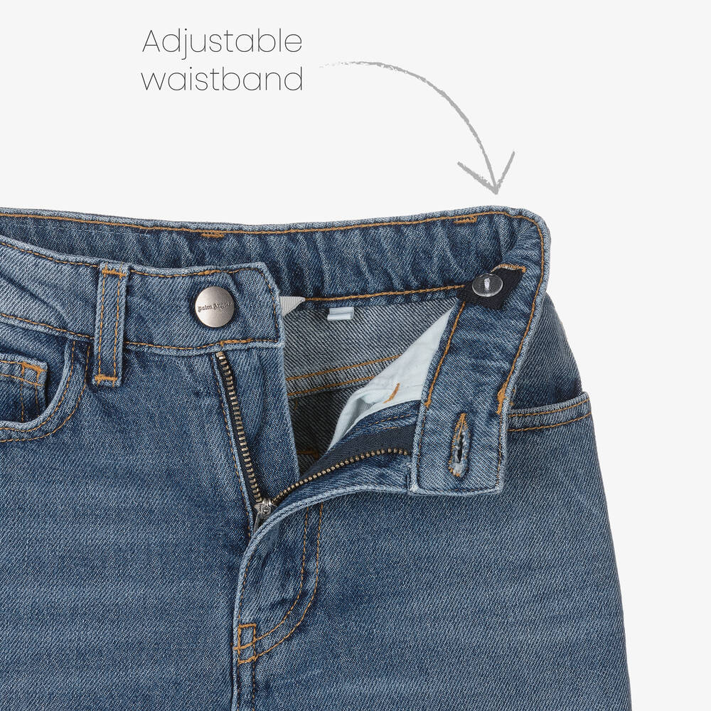 Palm Angels-Blue Straight Fit Denim Jeans | Childrensalon Outlet