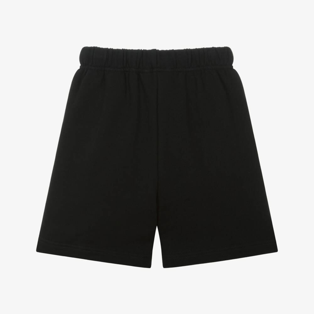 Palm Angels-Boys Black Cotton Jersey Shorts with Blurred Palm Tree Logo | Childrensalon Outlet