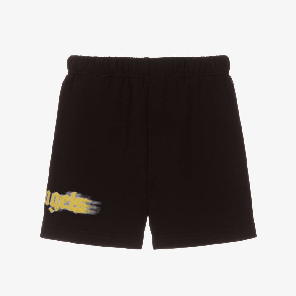 Palm Angels-Boys Black Logo Fleece Shorts | Childrensalon Outlet