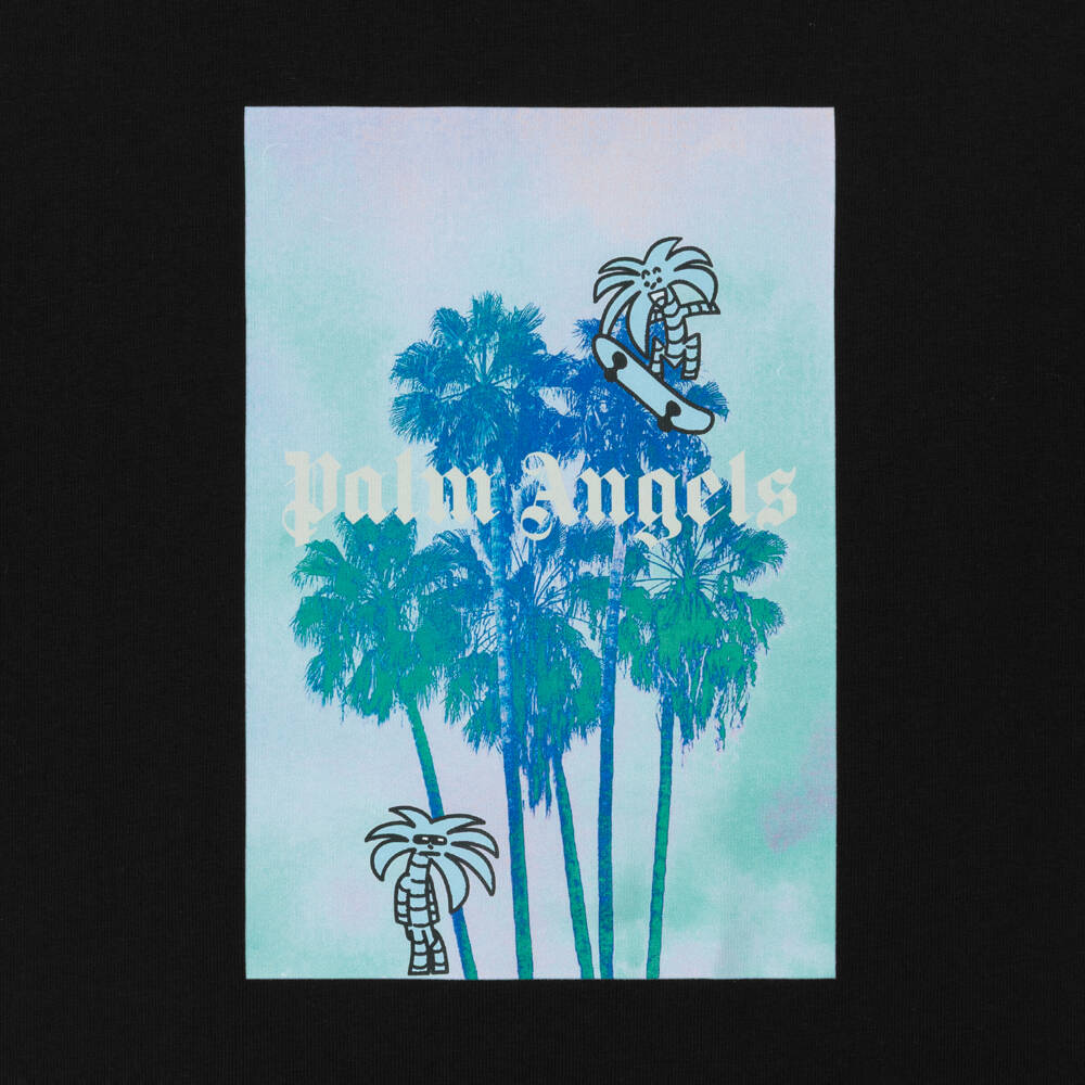 Palm Angels-Boys Black Palm Tree Logo Cotton T-Shirt | Childrensalon Outlet