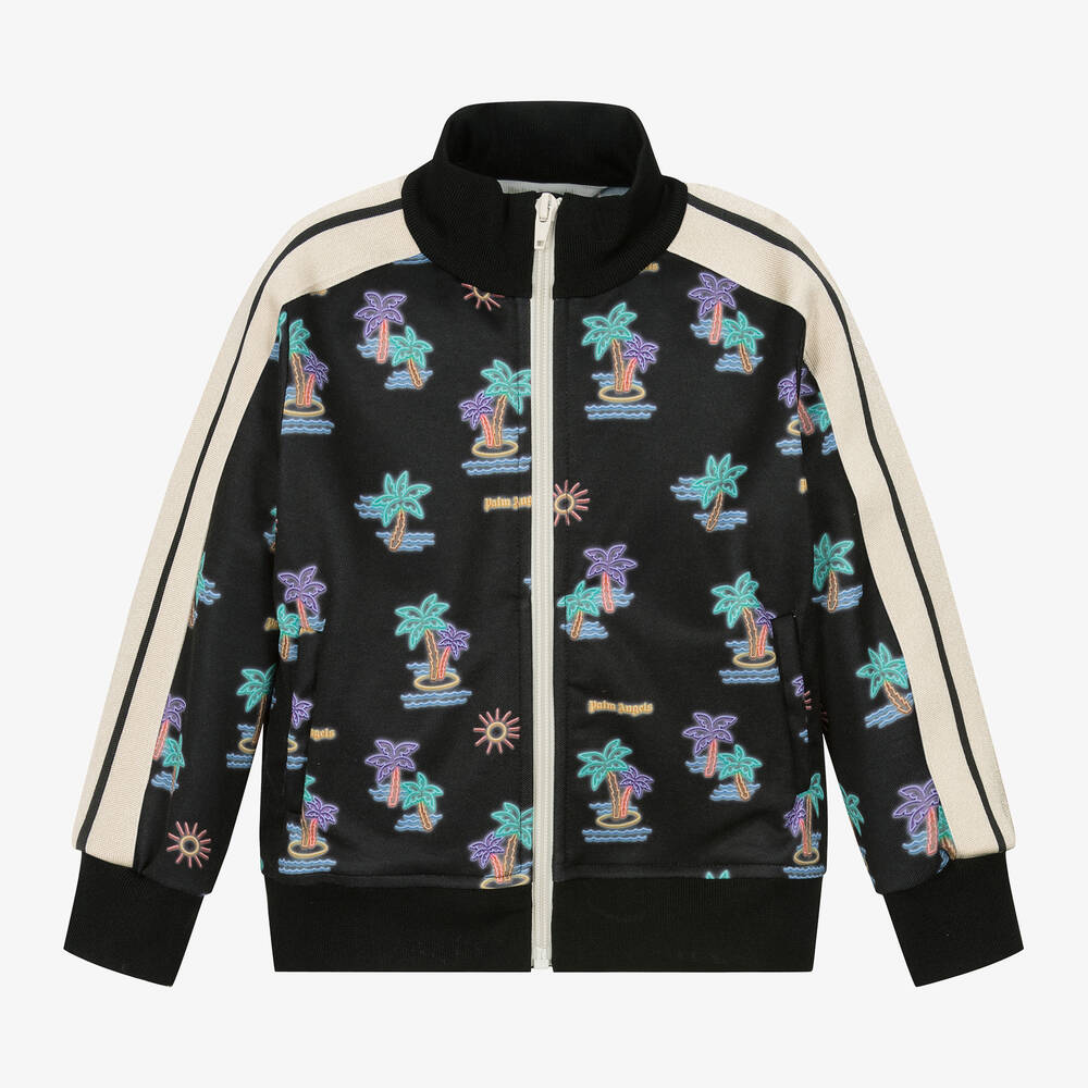 Palm Angels-Boys Black Palm Tree Print Track Top | Childrensalon Outlet