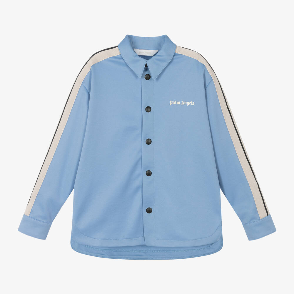 Palm Angels-Голубая рубашка из хлопкового джерси для мальчиков | Childrensalon Outlet