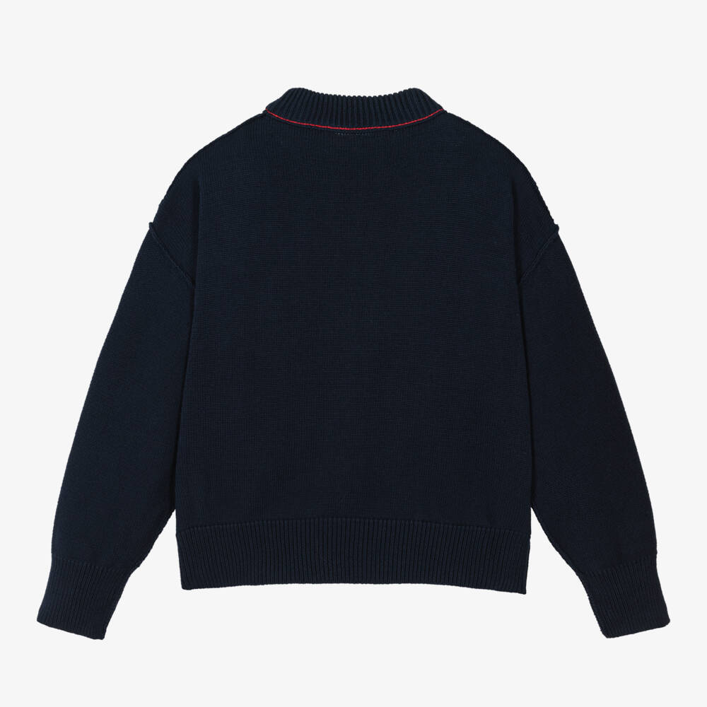 Palm Angels-Boys Blue Knitted Logo Jumper | Childrensalon Outlet