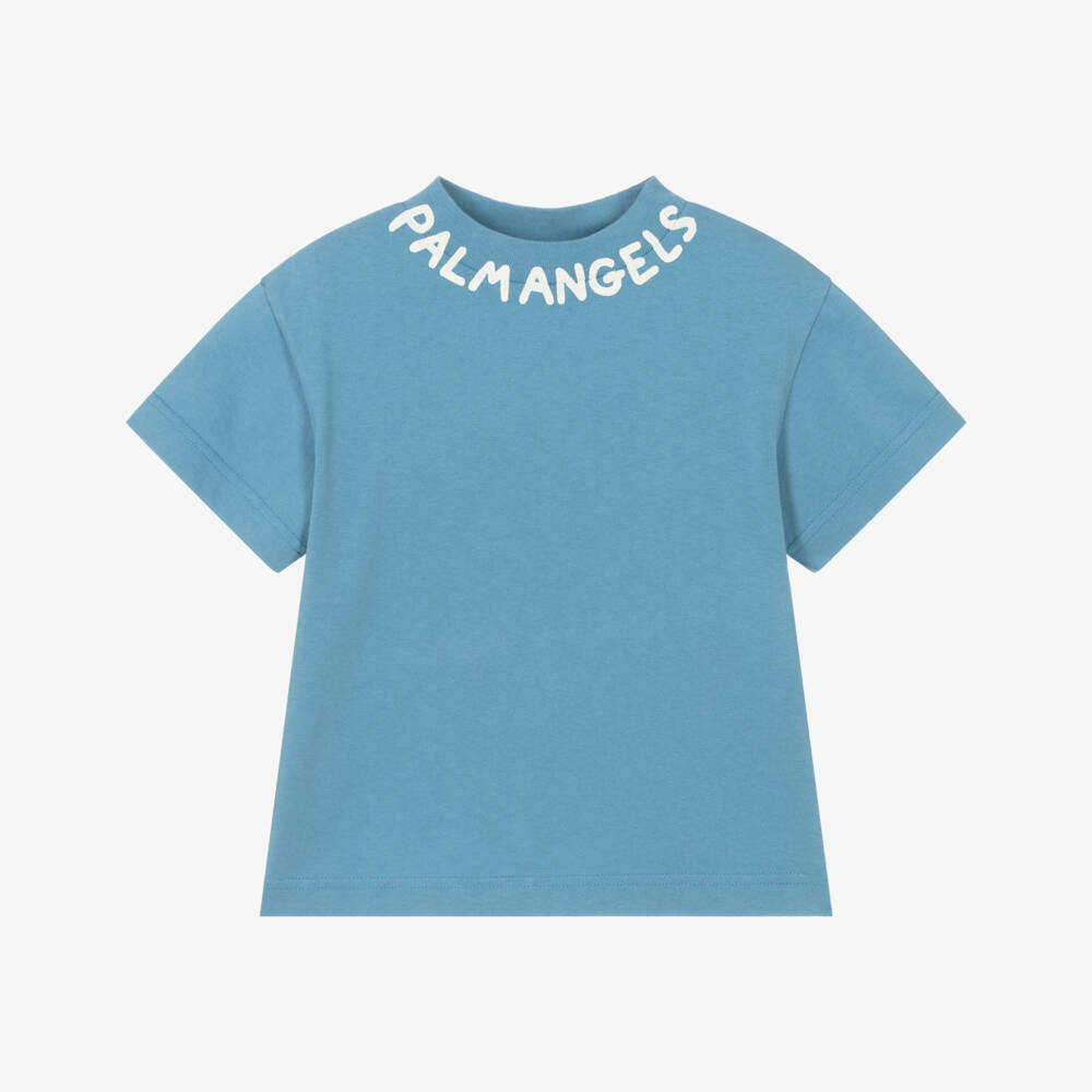 Palm Angels-Boys Blue Soft Cotton Tee | Childrensalon Outlet