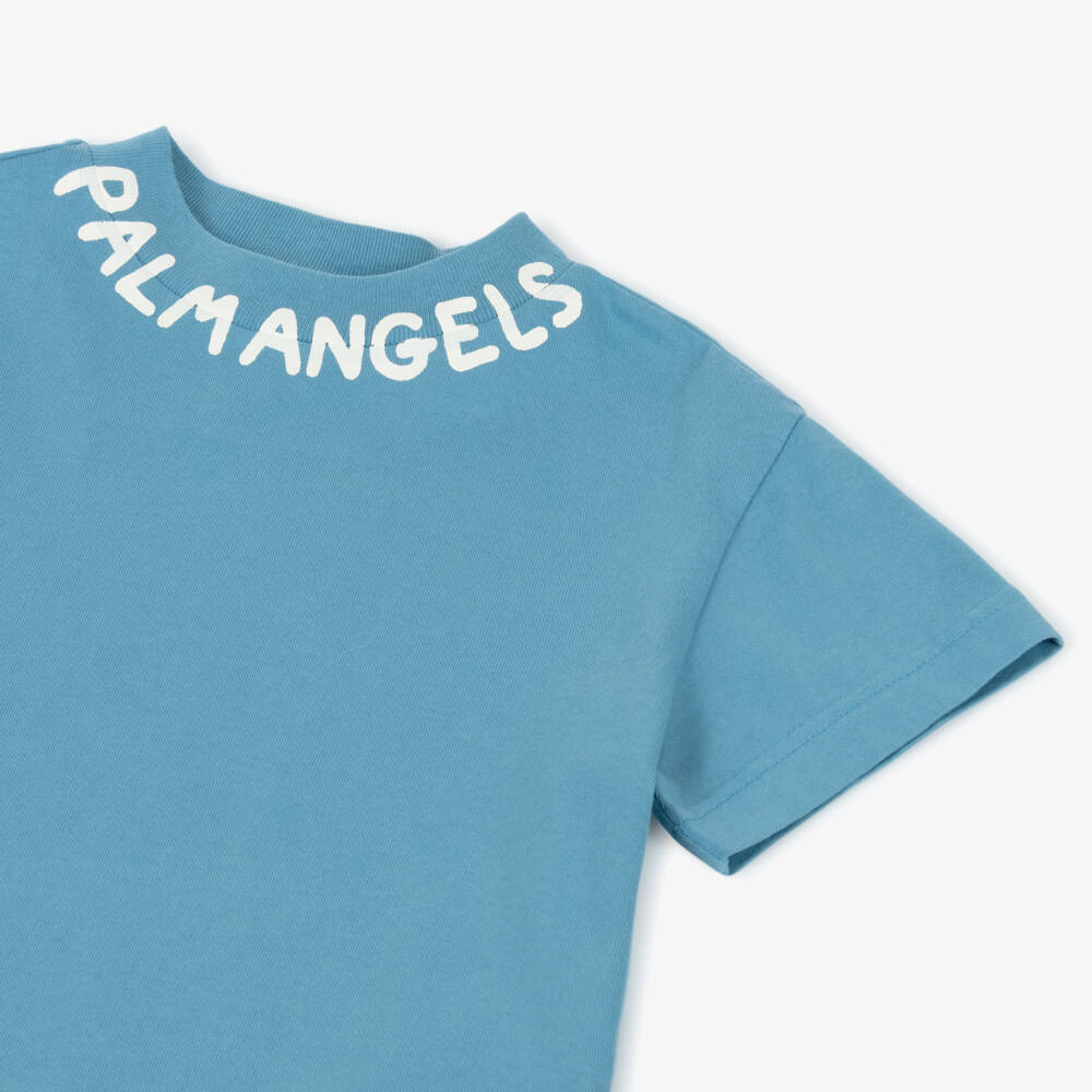 Palm Angels-Boys Blue Soft Cotton Tee | Childrensalon Outlet