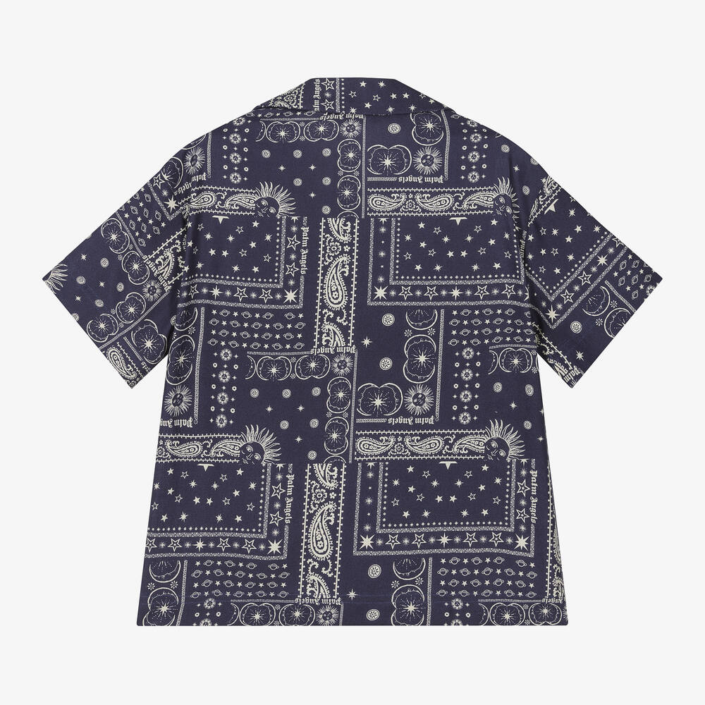 بالم أنجلز-قميص فيسكوز لون أزرق داكن وعاجي للأولاد | Childrensalon Outlet