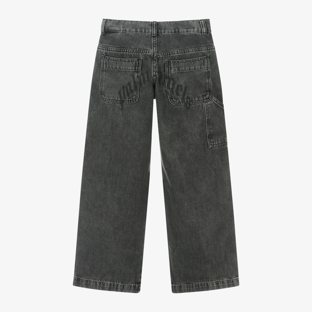 Palm Angels-Boys Charcoal Relaxed Denim Trousers | Childrensalon Outlet