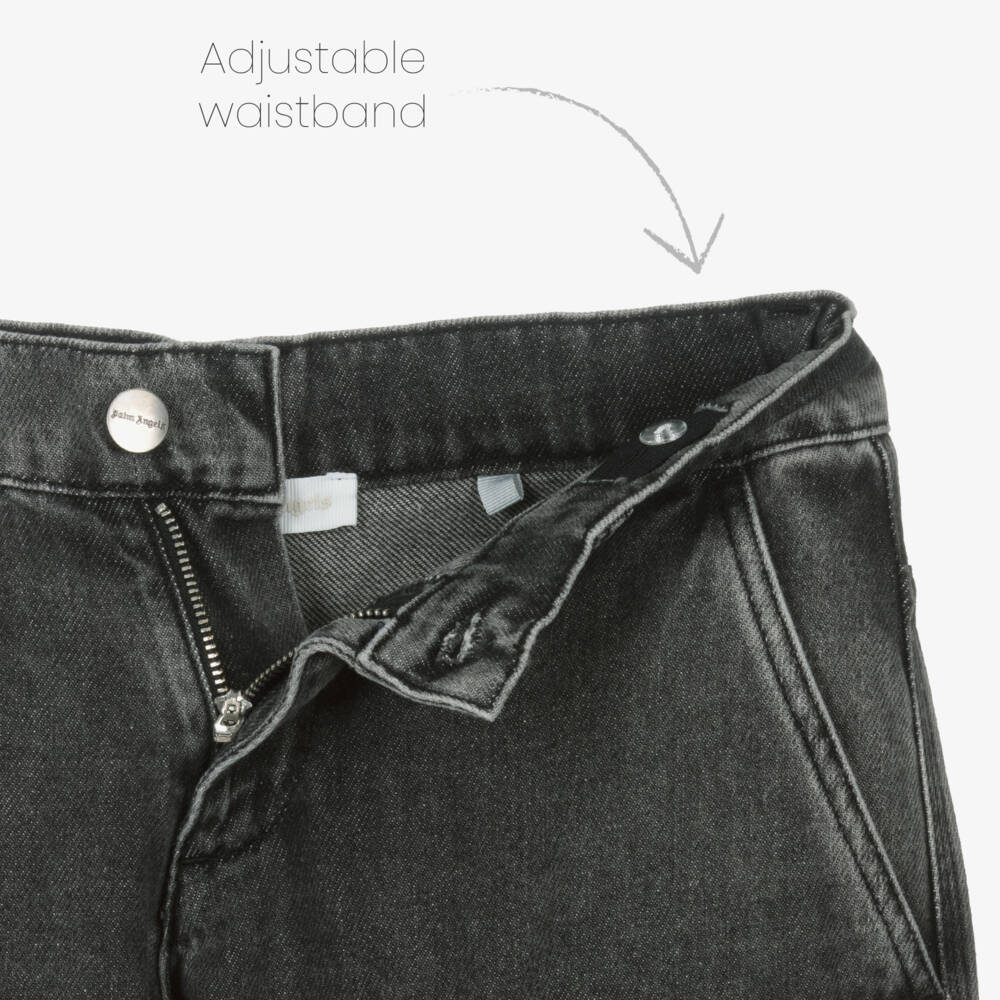 Palm Angels-Boys Charcoal Relaxed Denim Trousers | Childrensalon Outlet