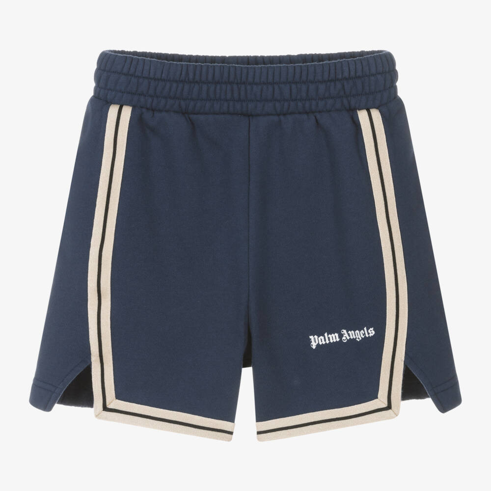 Palm Angels-Boys Cotton Blue Track Shorts | Childrensalon Outlet