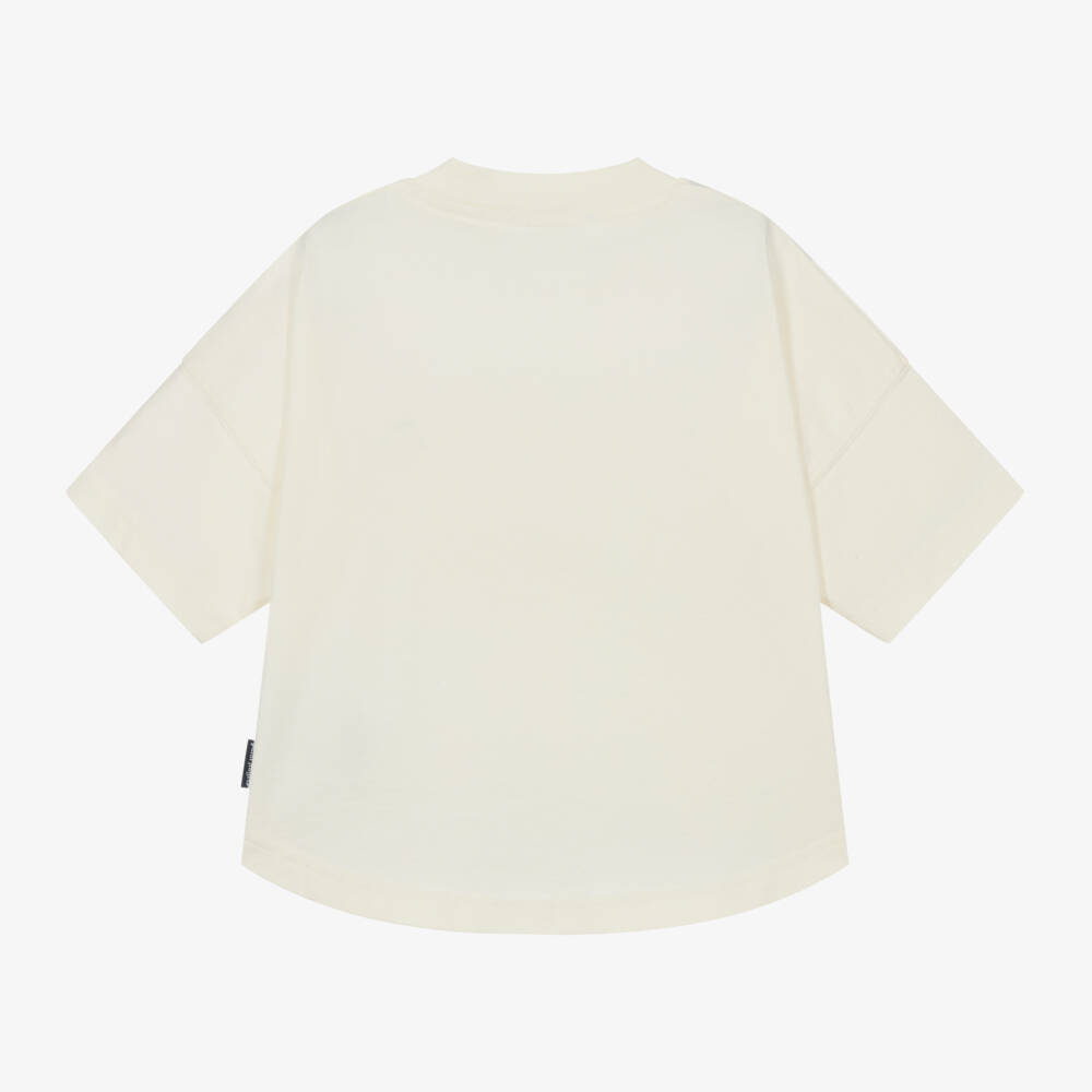 بالم أنجلز-تيشيرت بطبعة جرافيك قطن لون عاجي للأولاد | Childrensalon Outlet