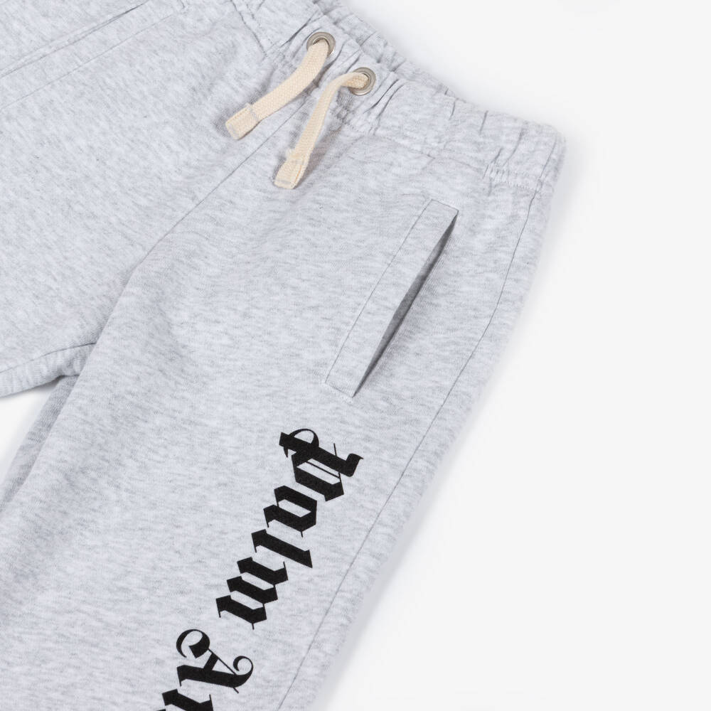 Palm Angels-Boys Light Grey Marl Cotton Jersey Joggers | Childrensalon Outlet
