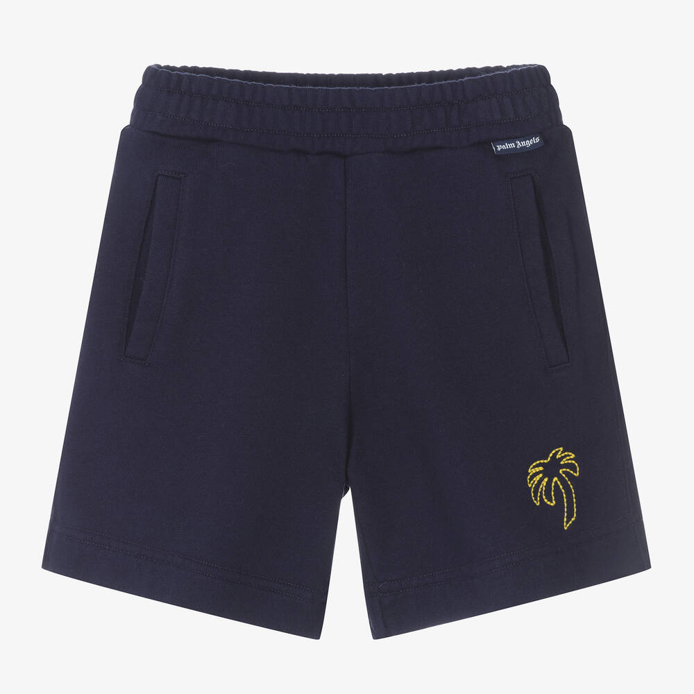 Palm Angels-Boys Navy Blue Cotton Shorts | Childrensalon Outlet