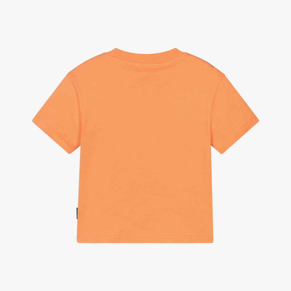 Palm Angels-Boys Orange Cotton T-Shirt with Blurred Palm Tree Logo | Childrensalon Outlet