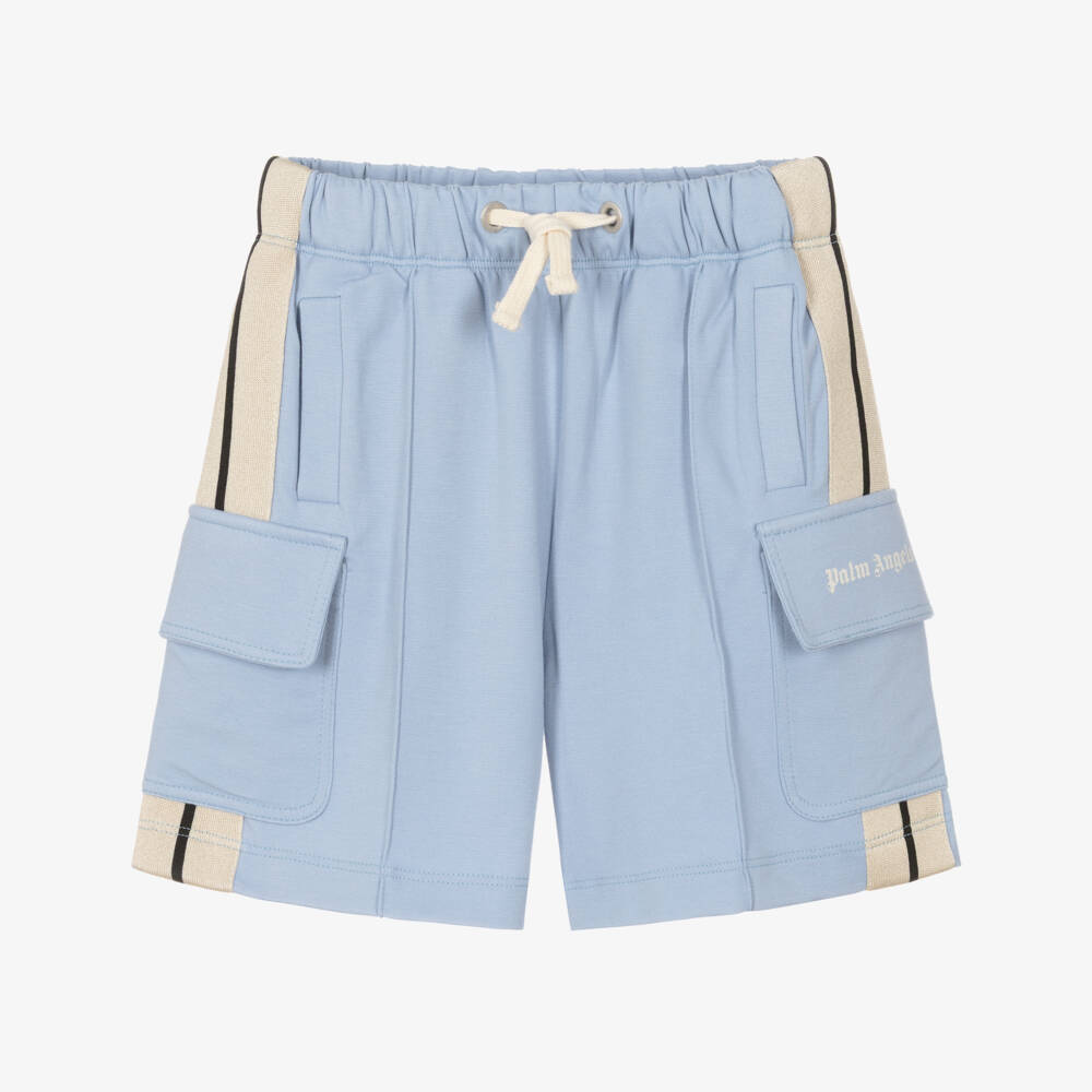 Palm Angels-Boys Pastel Blue Milano Jersey Drawstring Cargo Shorts | Childrensalon Outlet
