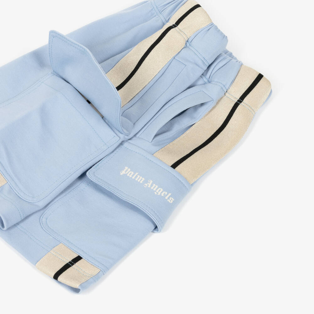 Palm Angels-Boys Pastel Blue Milano Jersey Drawstring Cargo Shorts | Childrensalon Outlet