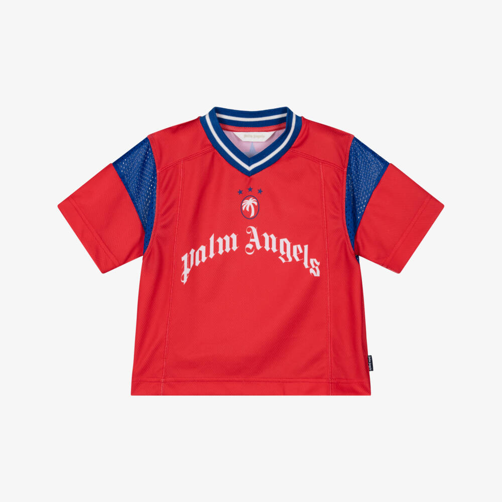 Palm Angels-Boys Red Soccer Logo T-Shirt | Childrensalon Outlet