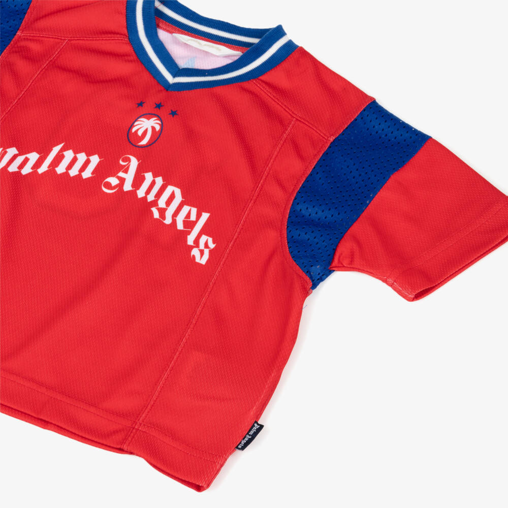 Palm Angels-Boys Red Soccer Logo T-Shirt | Childrensalon Outlet