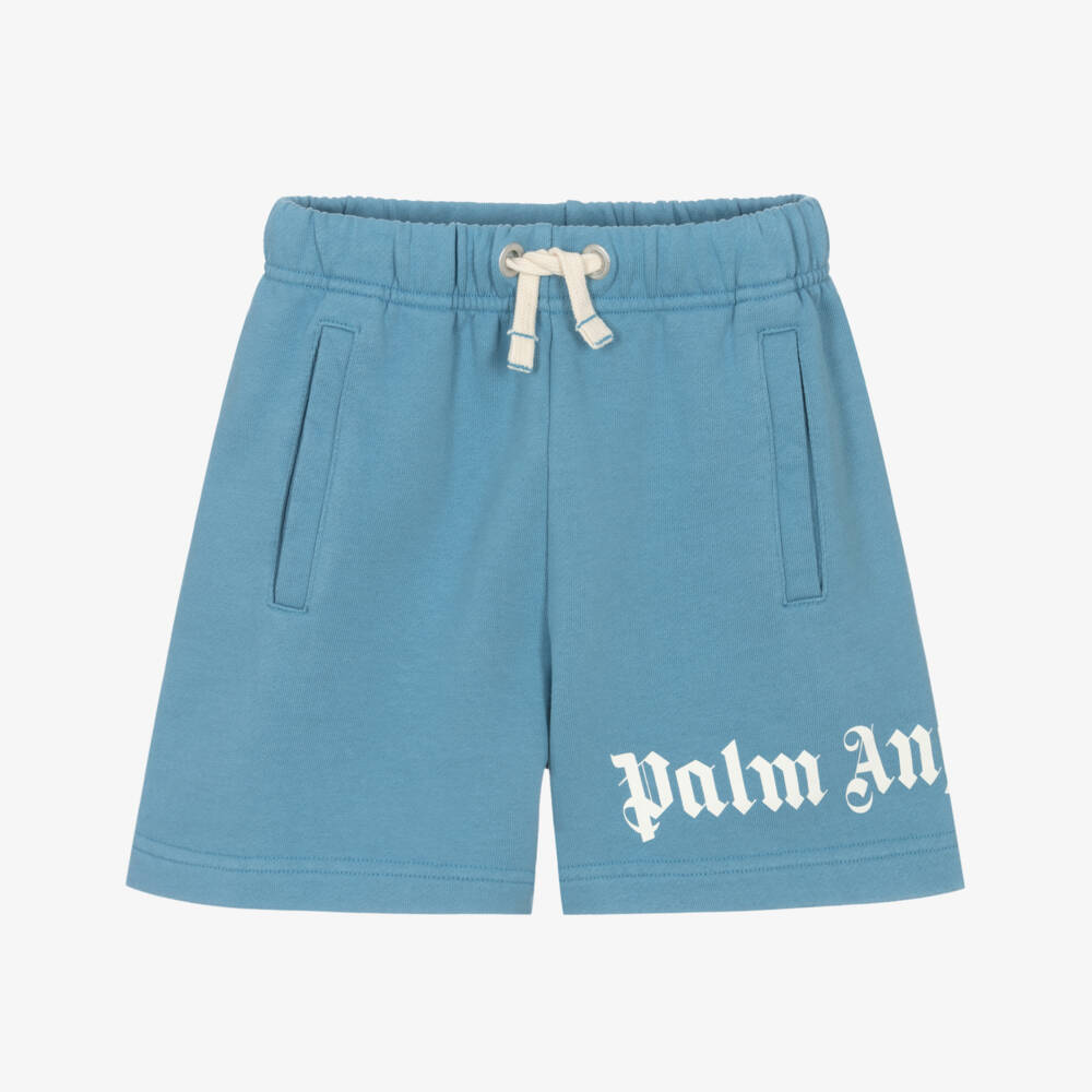Palm Angels-Boys Relaxed Blue Jersey Shorts | Childrensalon Outlet