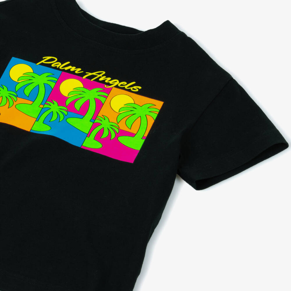 Palm Angels-Boys Tropical Black Tee Delight | Childrensalon Outlet
