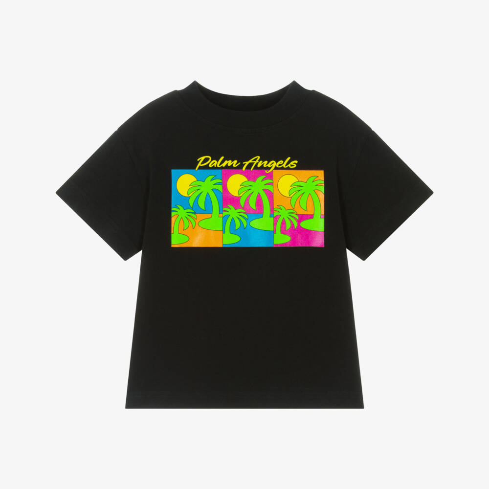 Palm Angels-Boys Tropical Black Tee Delight | Childrensalon Outlet