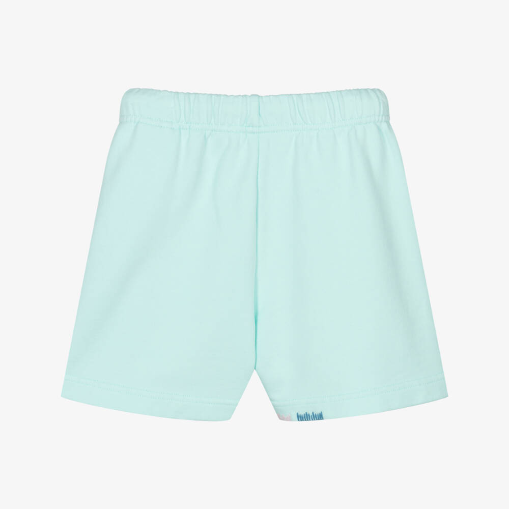 Palm Angels-Boys Turquoise Cotton Logo Shorts | Childrensalon Outlet