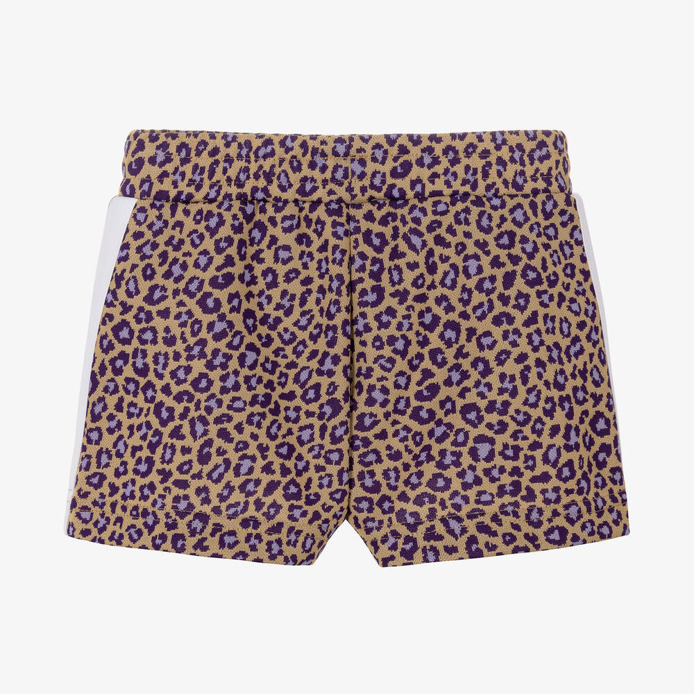 Palm Angels Girls Beige Leopard Print Shorts Childrensalon Outlet