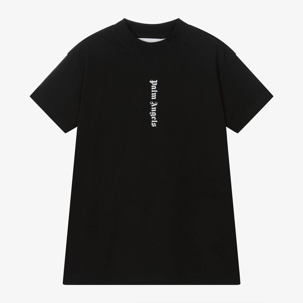Palm Angels-Girls Black Cotton T-Shirt Dress | Childrensalon Outlet